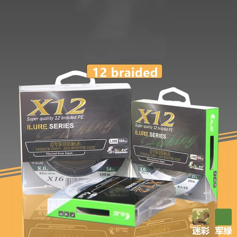 

Tideliner PE fishing line 12 strands Strong braided fishing line 100m Braided Wire 11.6-66kg Technology Multifilament PE Line