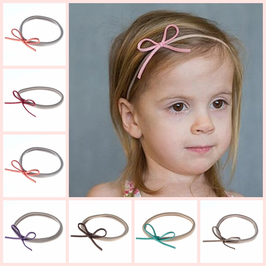 

New Fashion Nylon Headband Baby Girls Elastic Hairband Infant Toddler Suede Solid Bow Kids Head band Hair Accessories