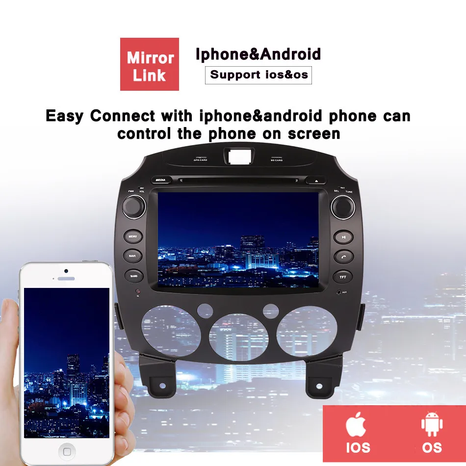 Best HD 2G RAM 32G ROM Android 7.1 Car DVD player gps for Mazda 2 2010 2011 2012 Mazda2 radio bluetooth map Head units tape recorder 9