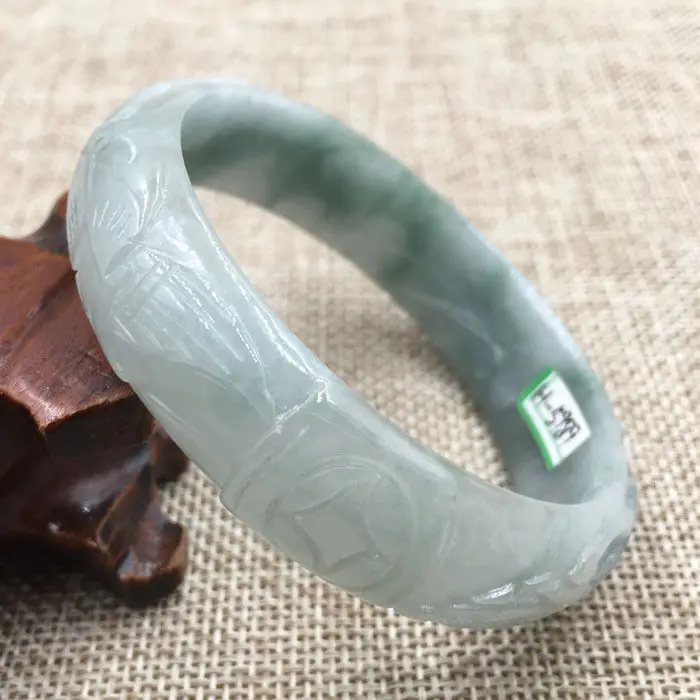 

FREE SHIPPING>>>@@ A-5989 Vintage Chinese Hand-carved Green Jadeite Jade Gems Bracelet Bangle 57mm NEW