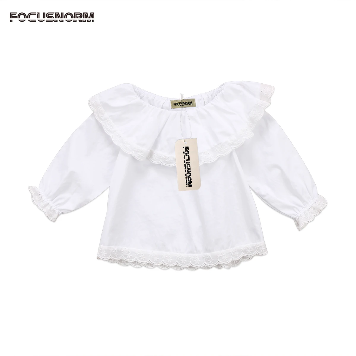 

Pretty Newborn Baby Girls New Princess T-Shirts Lace Ruffles Collar Clothes solid color Long Sleeve fashion toddler T-shirt 2018