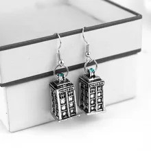 RJ Горячее предложение синий серьги Tardis ювелирные изделия таинственный Dr. классический сплав и рисунком полицейской будки серьги для Для женщин& подарок для девочек
