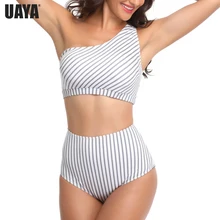 UAYA сексуальный бикини с одним плечом, высокая талия, вертикальный полосатый купальник, женский купальник с пуш-ап, женский купальник для шоу, кривая тела, бразильский