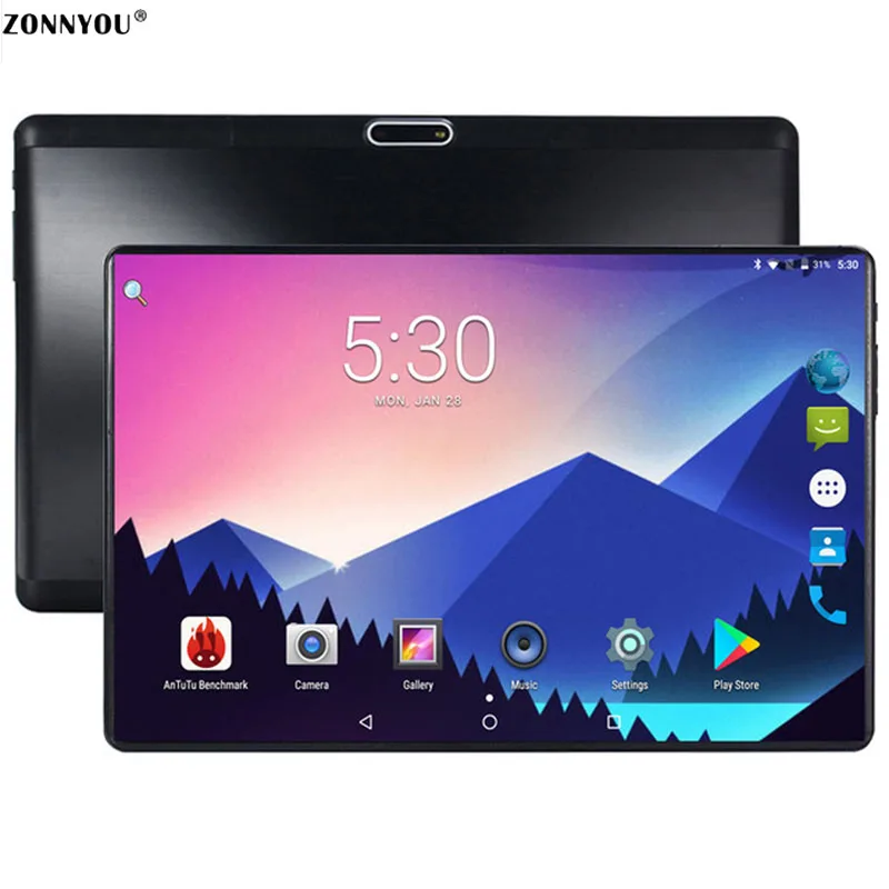 

10.1 inch Tablets Android 7.0 3G Phone Call Tablet Quad Core 32GB Dual SIM Cards IPS 2.5D Tempered Glass GPS Tablet PC +Keyboard