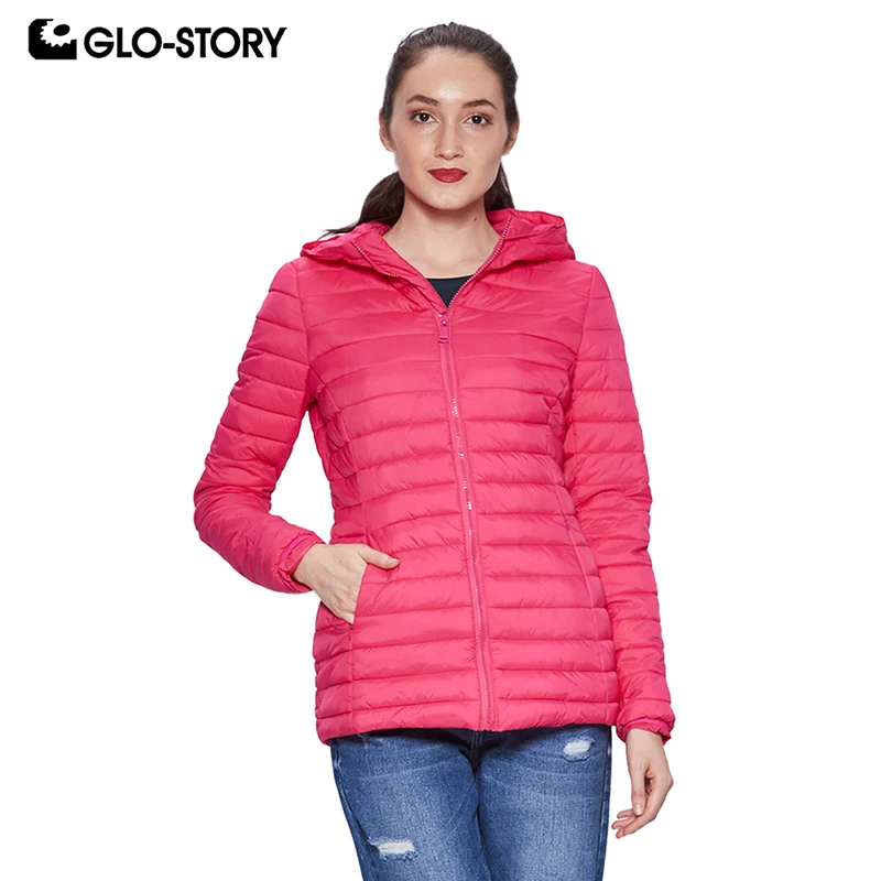 

GLO-STORY Women 2018 Basic Autumn and Winter Light Weight Thin Slim Fit Padded Coats Ladies Casual Streetwear Slim Fit Jackets