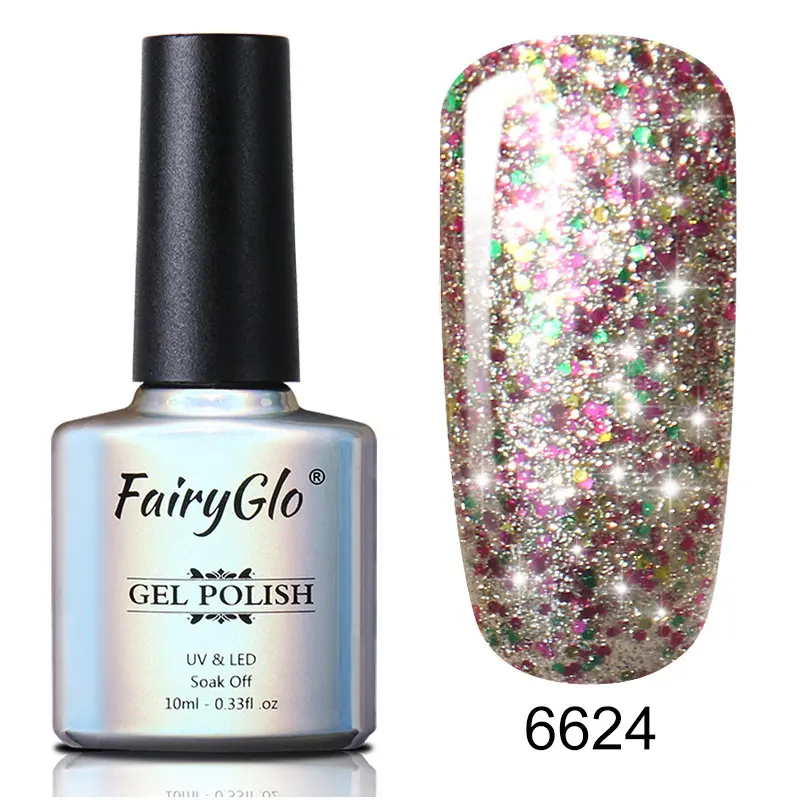 FairyGlo 10 мл Блестящий лак для ногтей Soak Off Semi Perment Nail Art Гибридный лак для стемпинга Эмаль Гель-лак Vernis Ongle - Цвет: 6624