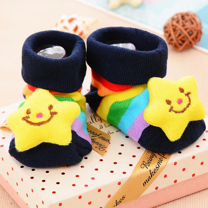 Милые детские тапочки на возраст от 0 до 9 месяцев хлопковые носки милые Нескользящие теплые носки с рисунками животных для новорожденных мальчиков и девочек