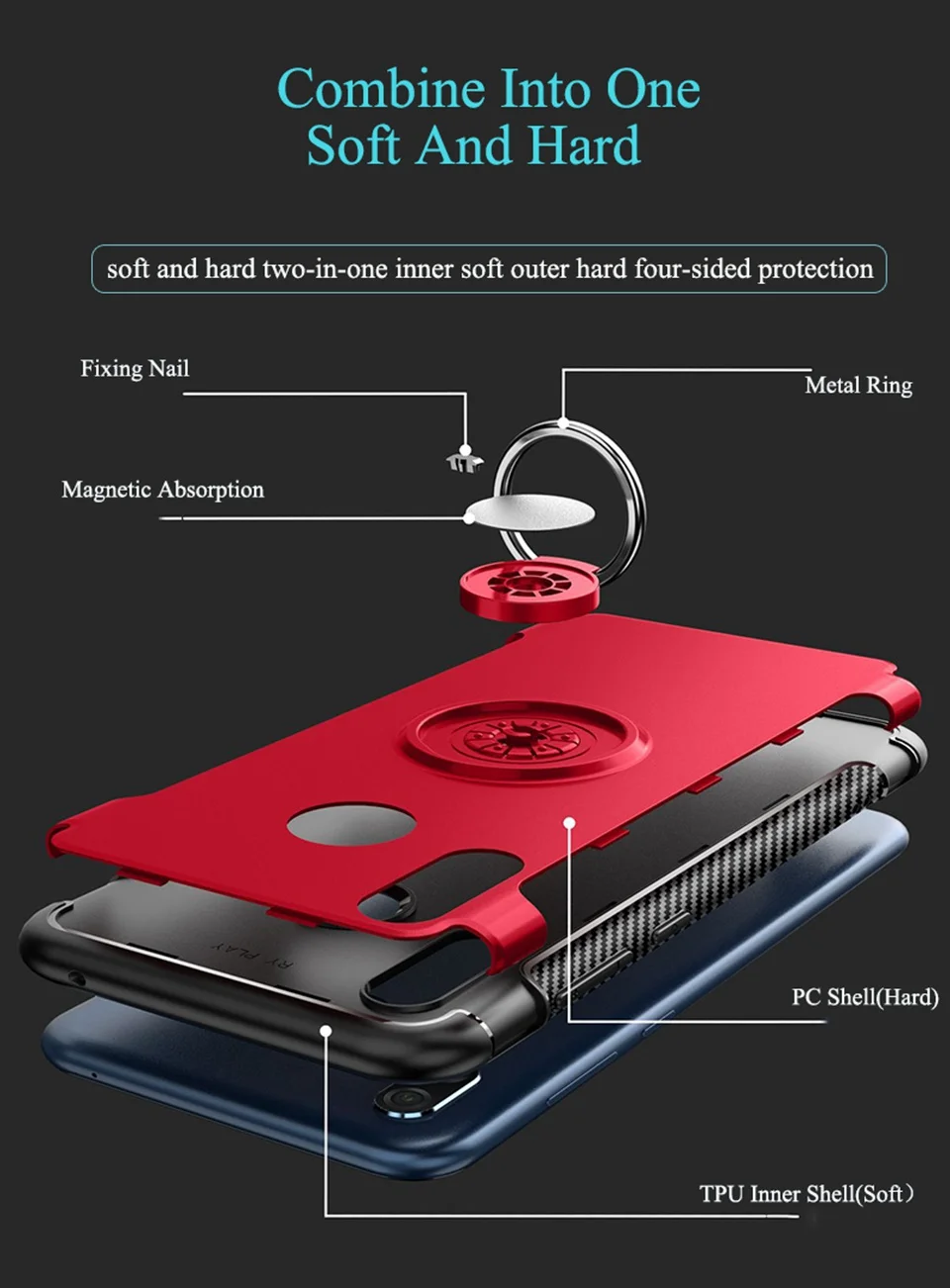 Ring Case for Huawei Nova 3 3i 2 2S 2i Case Mate 10 Coque Magnetic Nova3 Cover for Huawei P20 Pro Honor 10 9 8 7X P10 Lite Case (9)