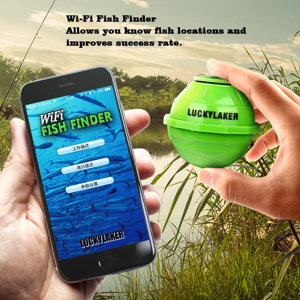 Lucky FF916 Беспроводной Wi-Fi рыболокатор локатор 50 м/130 футов детектор морской рыбы для IOS Android умный эхолот+ Автомобильное зарядное устройство Pesca