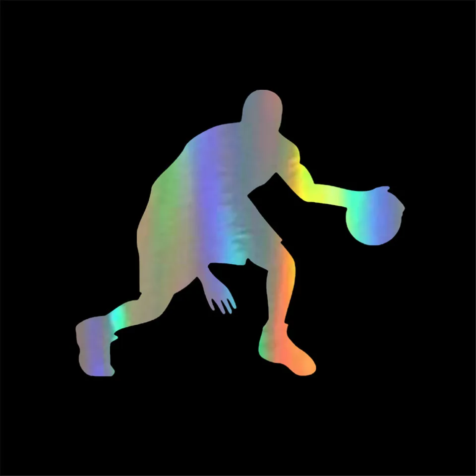 14.512.7CM Interesting Pattern Basketball Player Sticker Motorcycle Waterproof Vinyl Car Decals BlackSilverLaser (4)