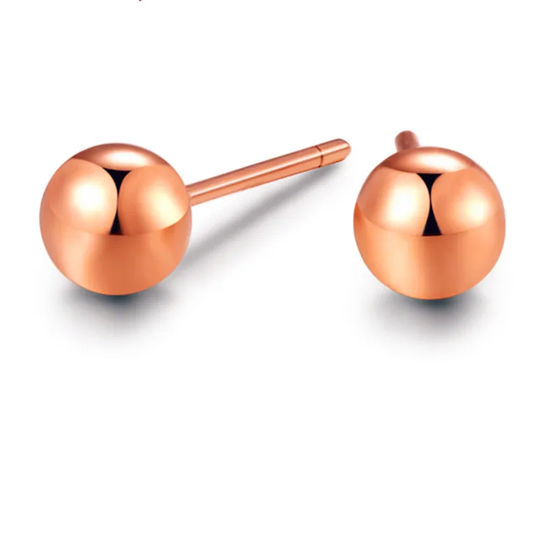 

VOJEFEN Hypoallergenic 18K Rose Gold Round Ball Stud Earrings Solid Gold Ball Earrings 2MM 3MM AND 5MM Earring for Women & Men