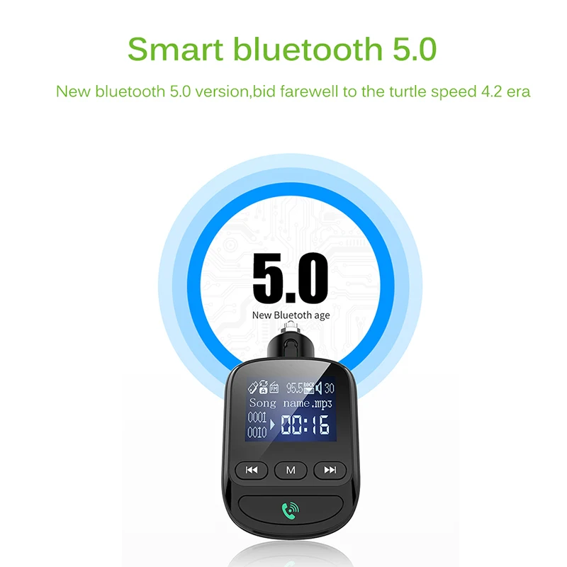 Автомобильный Bluetooth адаптер Onever 5,0, беспроводной fm-передатчик, автомобильный комплект громкой связи, AUX Bluetooth приемник, поддержка TF/U диска Manos Libres