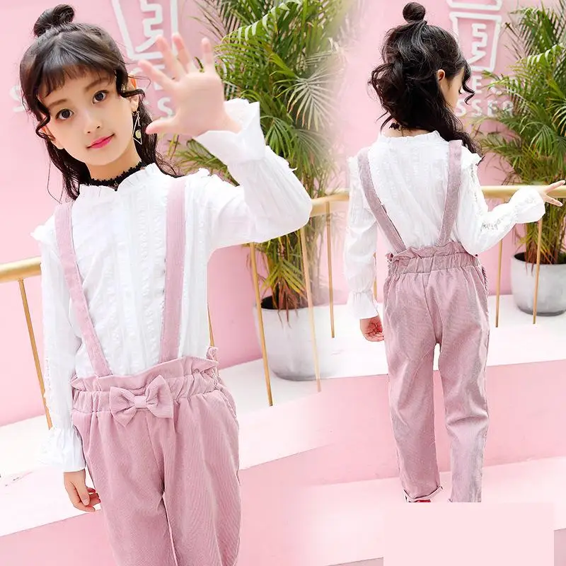 

Baby Girl Clothes Set 2018 Autumn Kids Suit Long Sleeve White Blouses Shirts + Pant 2pcs Children Clothing Back to School Outfit