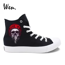 Wen Original Casual Shoes Design Zombie Skull Series Pattern Black White Canvas Women Men Sneakers High Top Laced Plimsolls Wen Original Casual Shoes Design Zombie Skull Series Pattern Black White Canvas Women Men Sneakers High Top Laced Plimsolls