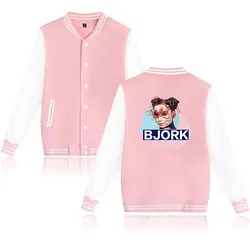 Горячая Bjork бейсбольная куртка wo Мужская модная хлопковая толстовка Уличная Стиль Harajuku Bjork бейсбольная куртка Розовая Одежда