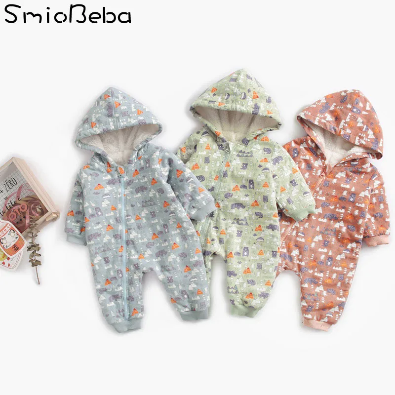 

Winter Romper In Baby Girls Boys Children's Body Clothes with Hooded Cartoon Kids Tree Newborn Winter Romper Baby Snowsuit