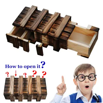 

Hot Sel Magic Compartment Wooden Puzzle Box With Secret Drawer Brain Teaser Educational Toys Child Kids Christmas Birthday Gift