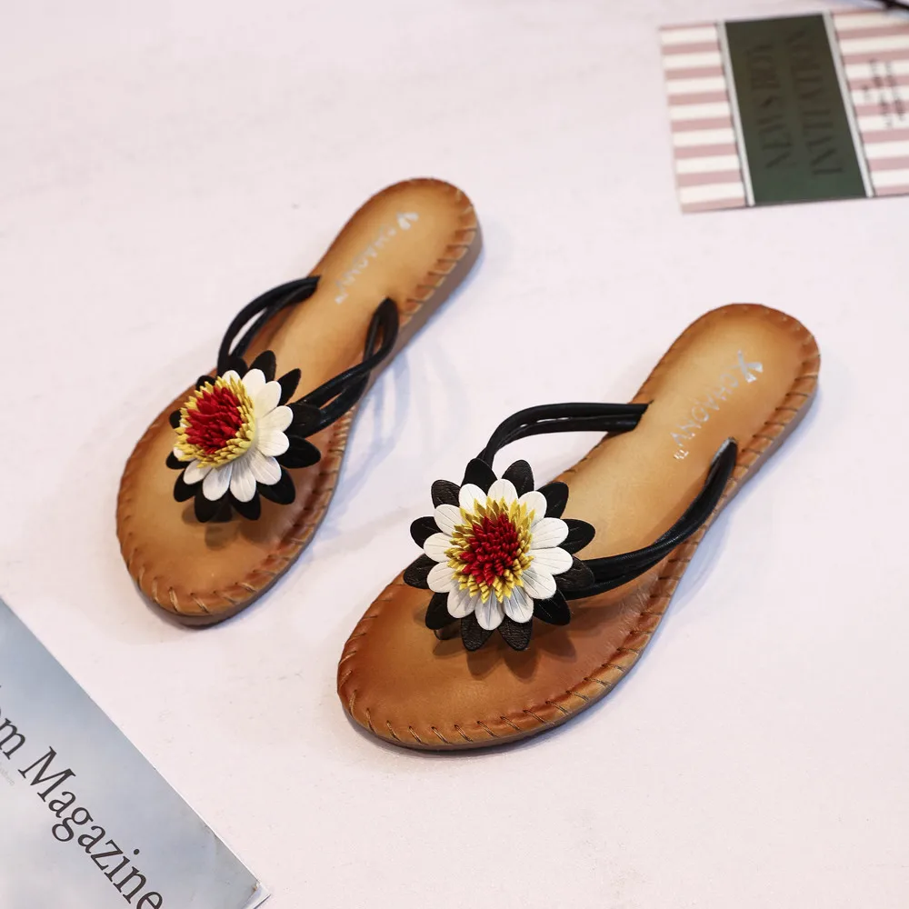 

New Womens Flower Sandals Slippers Flip Flops Fashion Sandals Leather Wedeges Slippers Heels Beach Slippers Slides Shoes