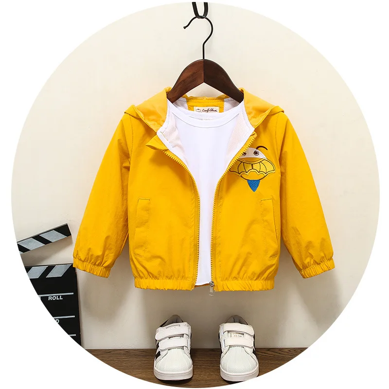 

Spring Baby Girl Jacket Hooded Cartoon Bee Fashion Toddler Boy Jacket with Zipper Windbreakers for Children 3 Years Kids
