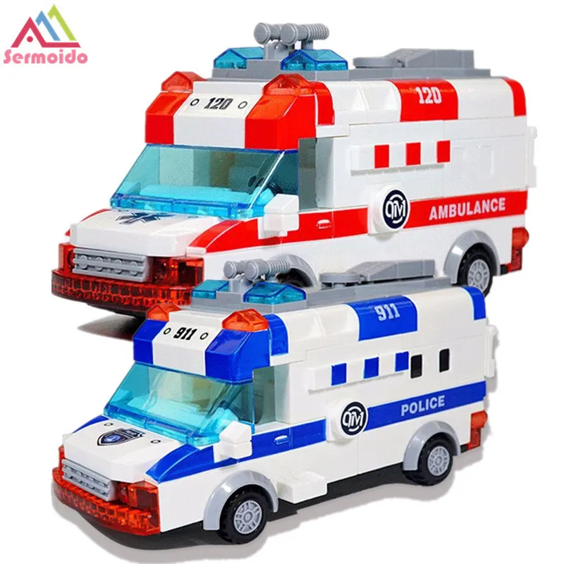 

sermoido 48pcs Building Blocks Ambulance Model Blocks DIY Bricks Compatible With Duplo Building Blocks Toys For Children DBP269