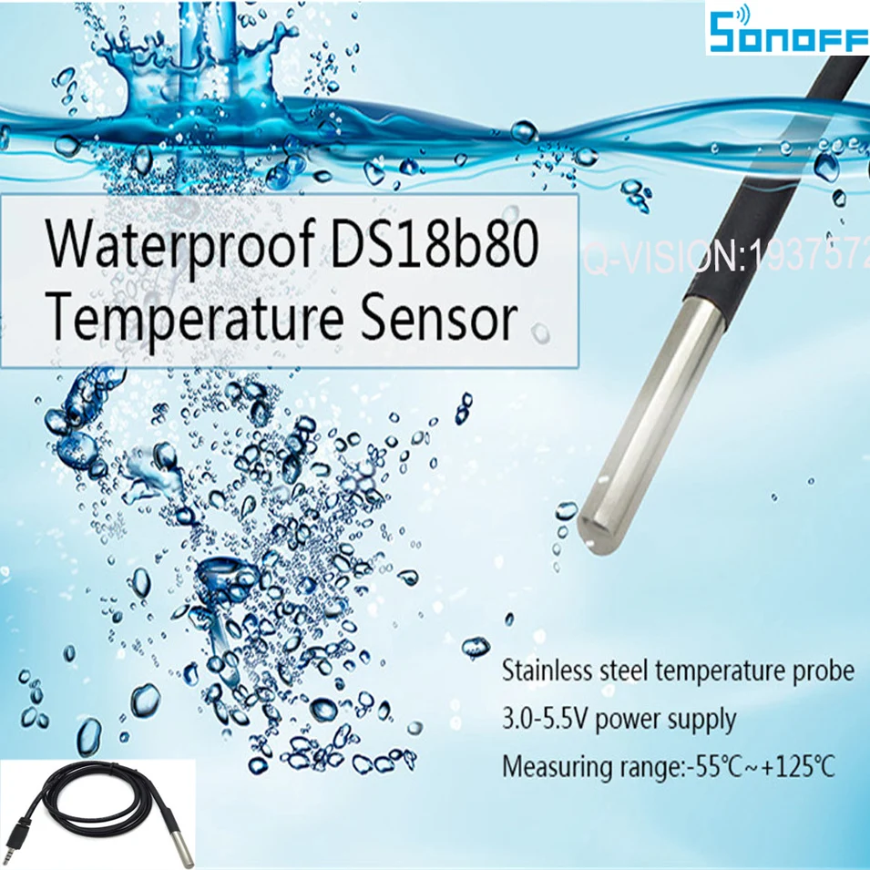 

Sonoff Waterproof DS18B20 Stainless Steel Temperature Probe Sensor Measuring Range -55 - +125 for Sonoff TH 10/16A Smart Switch