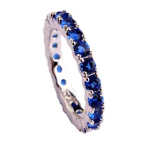 lingmei New Jewelry Round Cut Sapphire Quartz AAA Silver Ring For Women Size 6 7  8 9 10 11 12 13 Romantic Love Style Wholesale