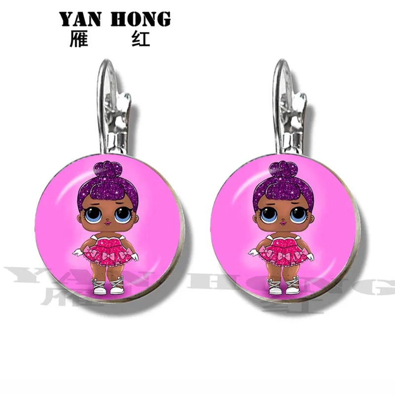 

Yanhong Jewelry Doll cartoon art picture Earrings 16mm round glass pendant earrings best gift for friends