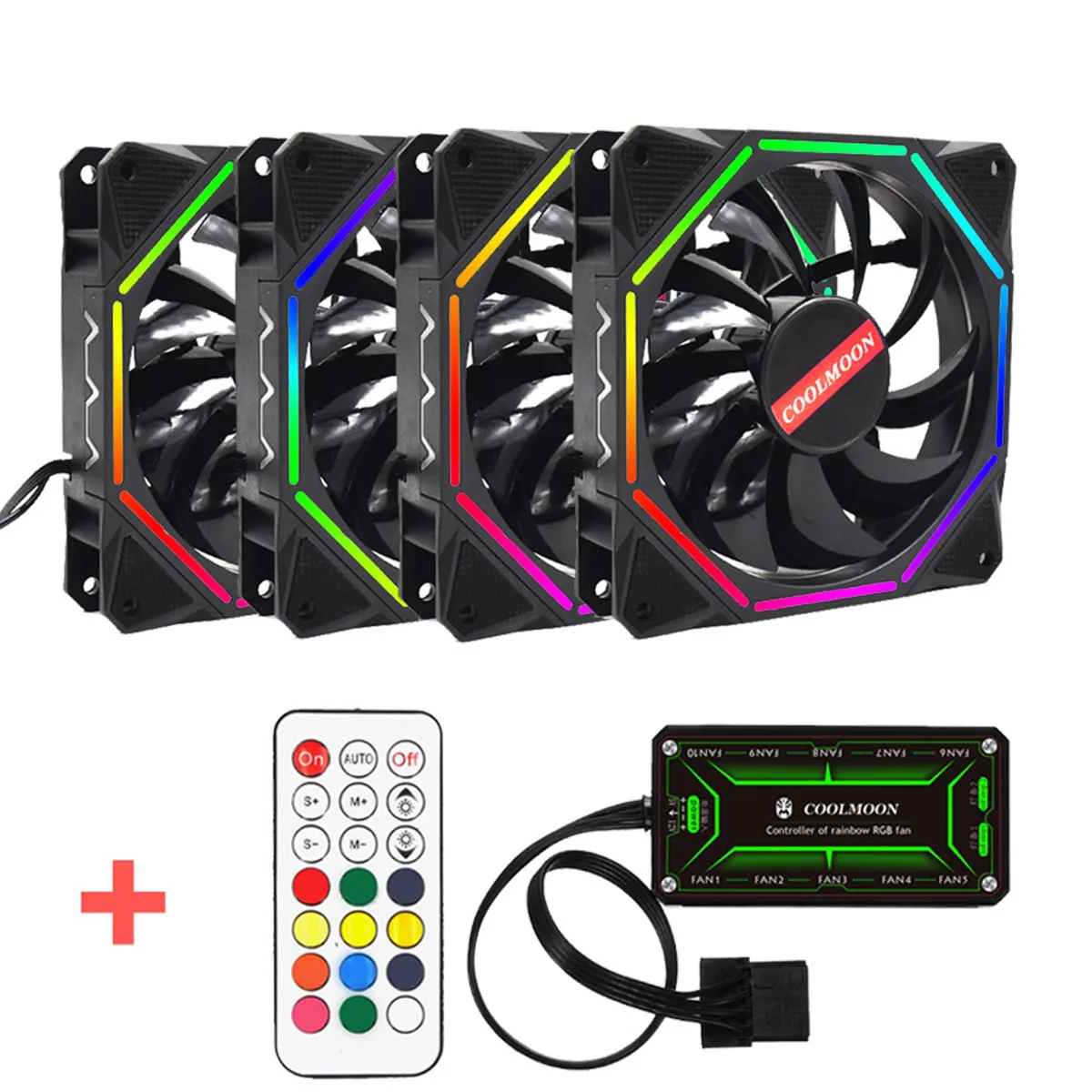 S SKYEE Computer Case PC Cooling Fan RGB Adjustable LED 120mm Quiet IR Remote Control Computer Cooler Cooling Fan Case Fan CPU - Цвет лезвия: 4pcs