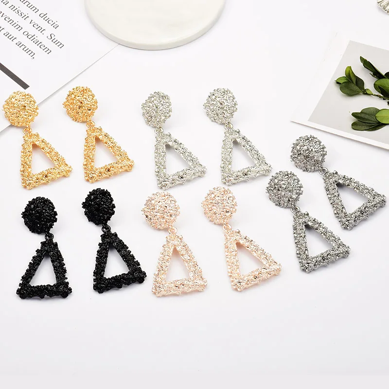 

Triangular Earrings 2019 News Statement Metal Dangle Drop Earrings Fashion Trend Hot Sell Jewelry For Women Girls Party Gift