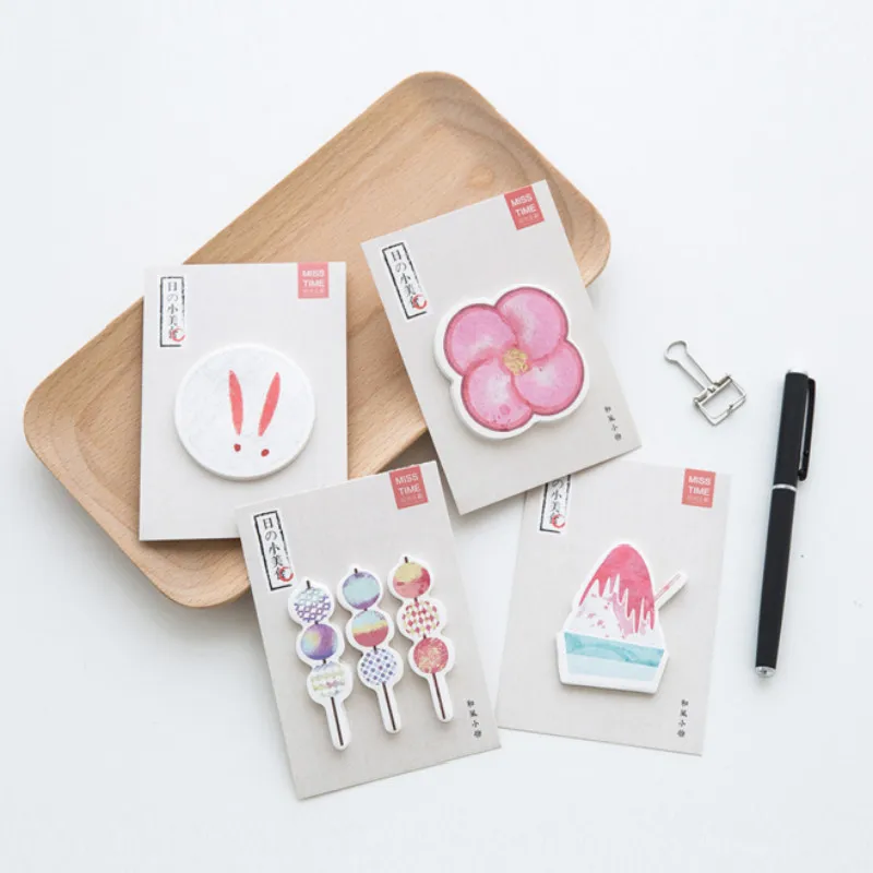 

4 Pack Cute Japanese Style Delicious Food Sticky Notes Memo Pads Snack Dumpling Ice Cream Sushi Stationery School Supplies