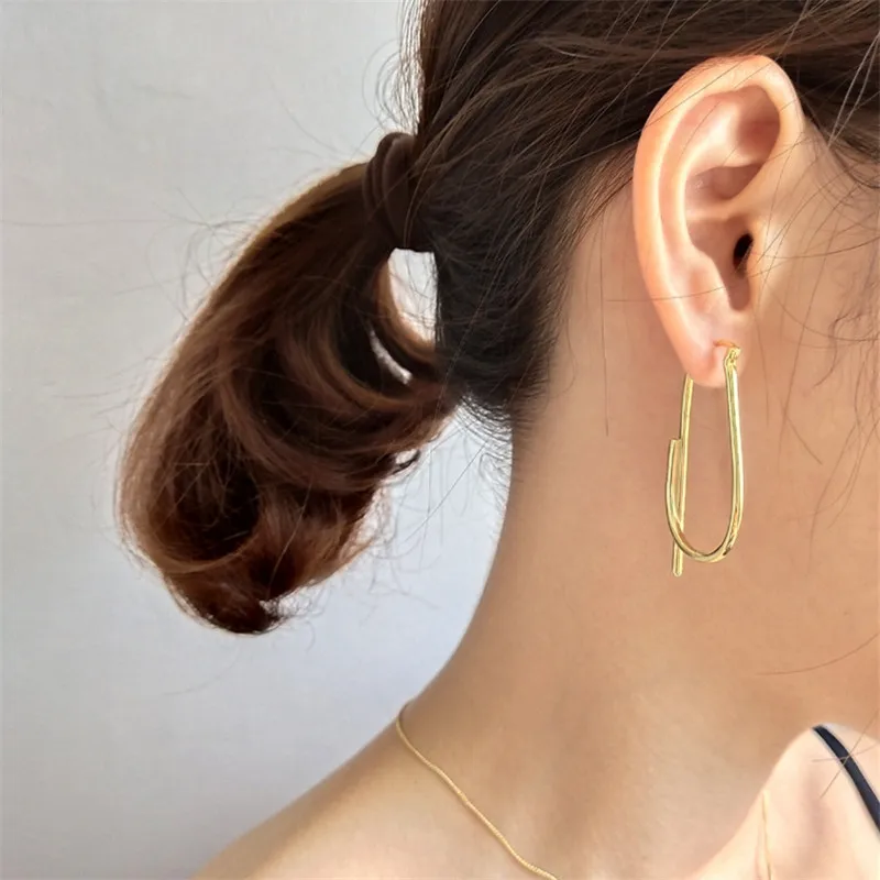 

PINJEAS s925 silver geometric design earrings simple exaggeration stud earrings for women jewelry