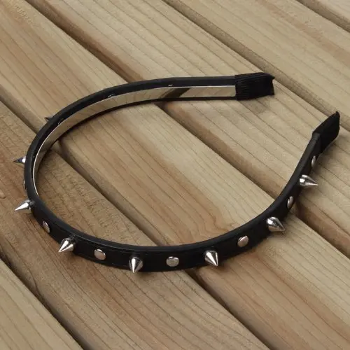 

Newest Faux Leather Headband Spike Rivets Studded Band Party Punk Hair Clips