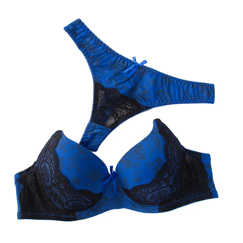 

2019 New Printing Underwear Set Girls Fashion Push Up Bras Panties Sets Sexy Lingerie Embroidery Lace Bra Set Two Hooks And Eye