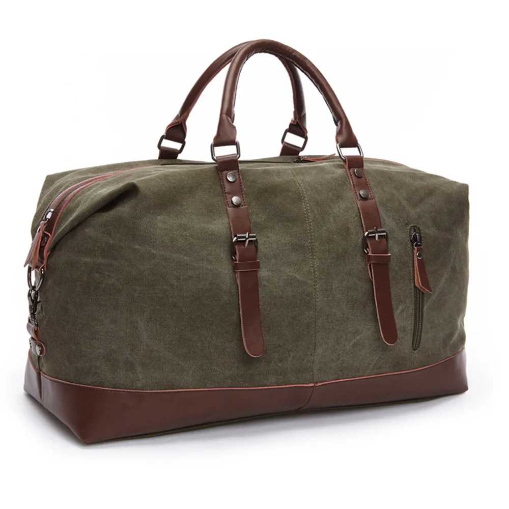 Aelicy, холщовые кожаные мужские дорожные сумки, сумки для багажа, мужские сумки для путешествий, большая сумка для путешествий, сумка для путешествий, сумка для сна, основная - Цвет: Армейский зеленый