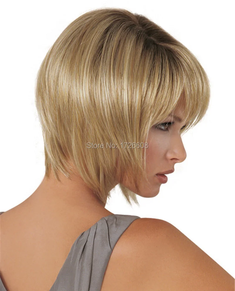 

New Hairstyle Wig Heat Resistant Synthetic Bobo Mix Blonde Straight Hair Wigs for Lady Cheap Short Bob Hair Wig For Black Women