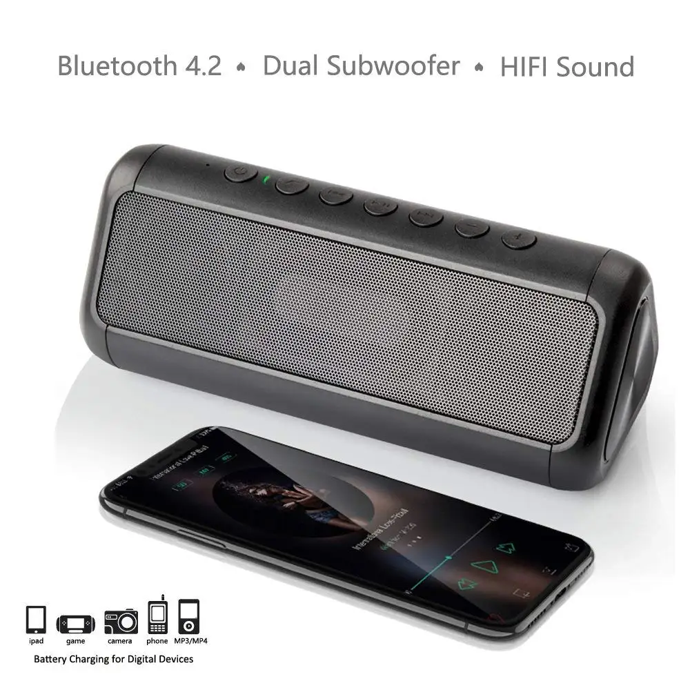 Солнечная энергия 12 Вт портативный Bluetooth динамик Бас Сабвуфер 30 часов aux PC boombox