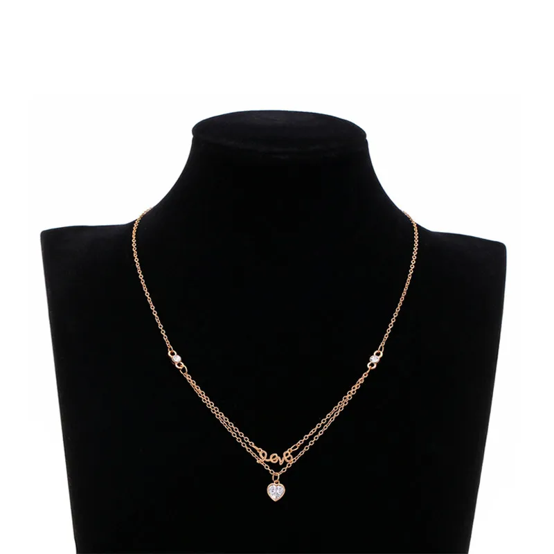 Женское многослойное колье чокер DANZE Charm Love Moon Heart из горного хрусталя простая