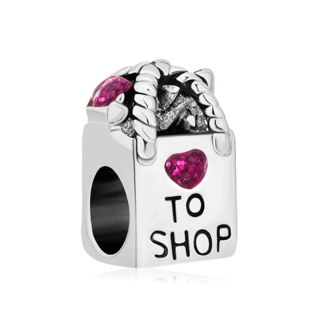Shopping Bag Charm Bracelet Beads fit Pandora Charm Bracelet Beads for Jewelry Making Christmas Charms Beads