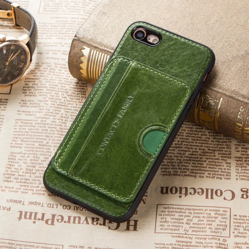 CF1002-Green Роскошный кожаный флип-чехол Crazy Horse для iPhone 7 8 держатель для карт чехол Coque Fundas для iPhone 7 8 карман на молнии для монет Чехол для телефона - Цвет: CF1002-Green
