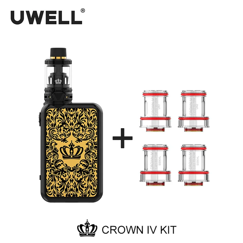 UWELL Crown IV (Crown 4) Kit& Coil Set 5ml Crown 4 Tank 5-200W Crown Box Mod Electronic Cigarette Vaporizer UWELL Crown IV (Crown 4) Kit& Coil Set 5ml Crown 4 Tank 5-200W Crown Box Mod Electronic Cigarette Vaporizer