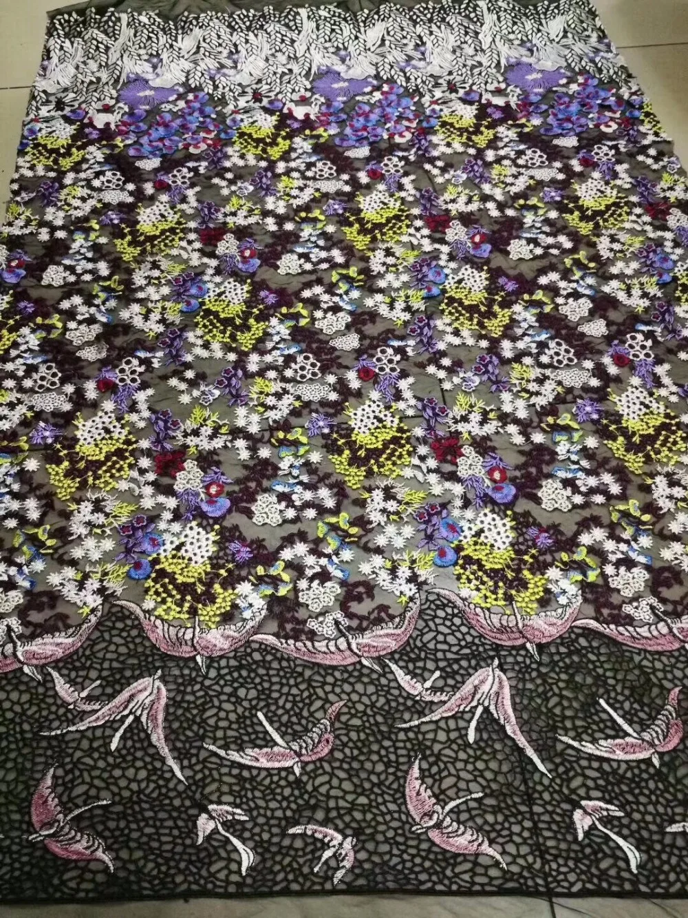

Tulle Fabric For Dress Wholesale And Retail embroidered lace ZH-1112 in Switzerland 5yard/lot tulle Lace Fabric