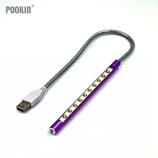 Мини 10 светодиодный S сенсорный переключатель Версия USB светильник гибкий металлический светодиодный светильник Настольная лампа s для ноутбука ПК компьютера - Испускаемый цвет: Purple