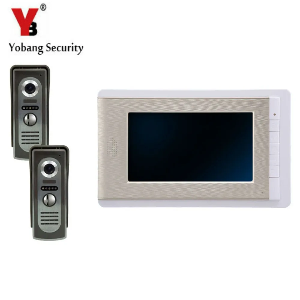

YobangSecurity 7 Inch Color LCD Villa Video Door Phone Doorbell Intercom Entry System Kit 1-Monitor 2-Camera House Gate Intercom