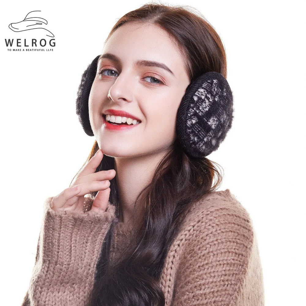 Winter Earmuffs Foldable Adjustable Unisex Earflap Plush Faux Leather Ear Warmer
