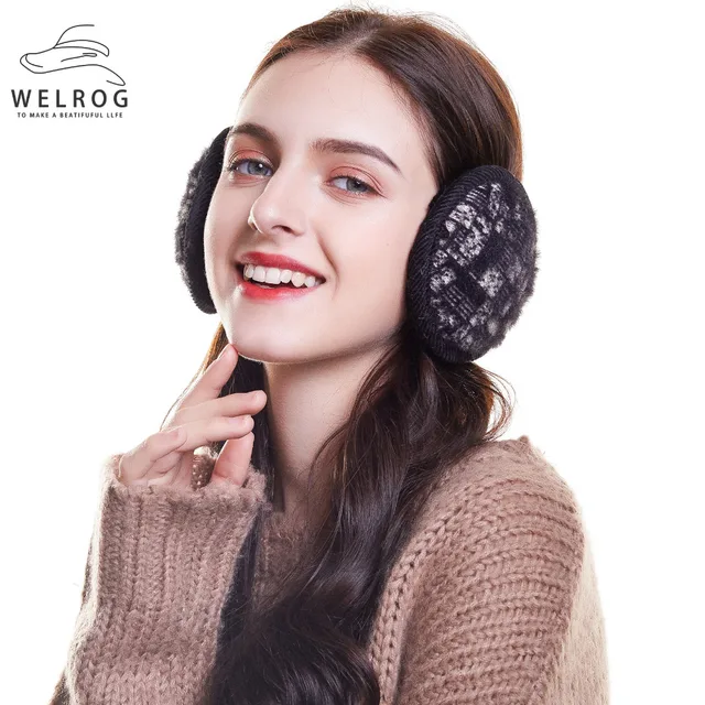 WELROG Winter Earmuffs Women Ear Muffs Mane Ear Warmer Foldable