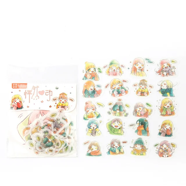 Mr.paper 40Pcs/bag 24 Designs Cute Diary Sticker Scrapbooking Heart Beat Series Japanese Kawaii Creative Stationery Deco Sticker Heart Beat