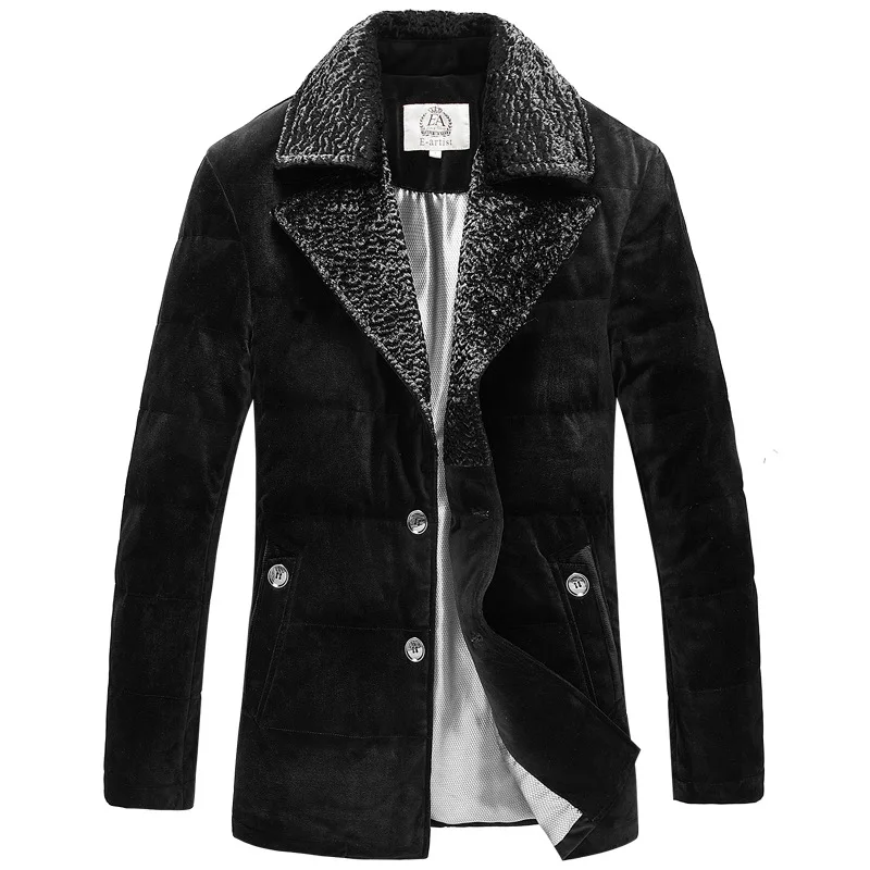 The Winter Men's Long Down Jacket Fur Collar Jacket Mens