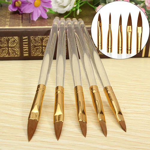 

Hot Selling 5X Crystal Clear Handle Acrylic DIY Nail Art Painting Drawing Brush Pen Kit 5W51 7GXQ