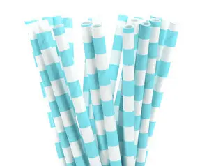Соломинки бумажные светло голубые для детского праздника 25 шт.|straws blue|straws for