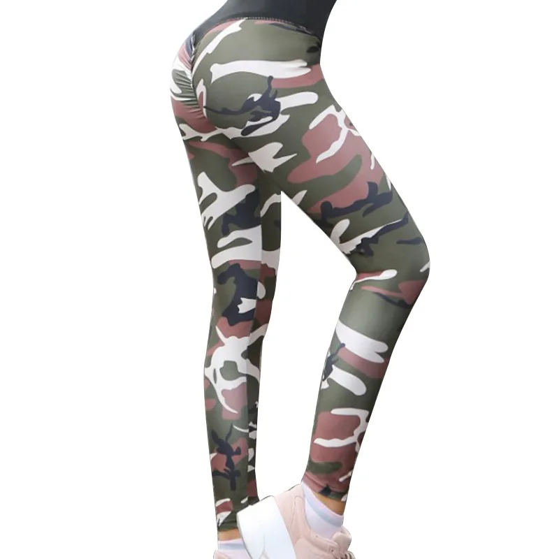 

LAISIYI S-XXL Casual Camouflage Printing Leggings Women Summer Workout Polyester Push Up Jeggings Breathable Slim Leggings Women